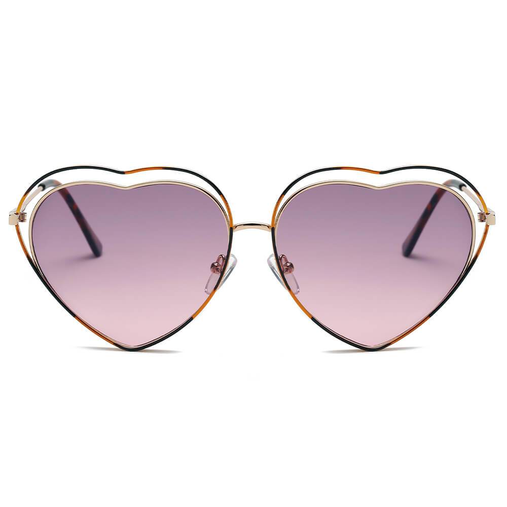 MESA | Women Metal Halo Wire Art Heart Shape Color Lens Sunglasses - lolaluxeshop