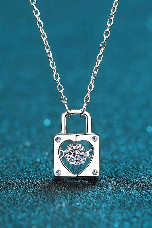 Adored Moissanite Lock Pendant Necklace - lolaluxeshop