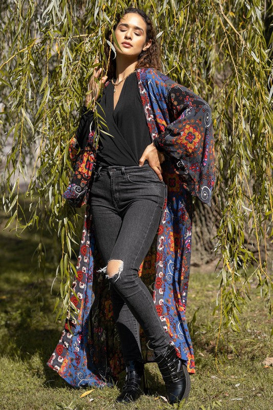 Aurora Open Front Long Kimono - LOLA LUXE