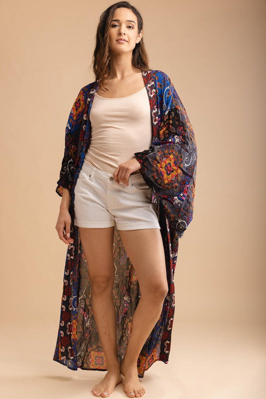 Aurora Open Front Long Kimono - LOLA LUXE