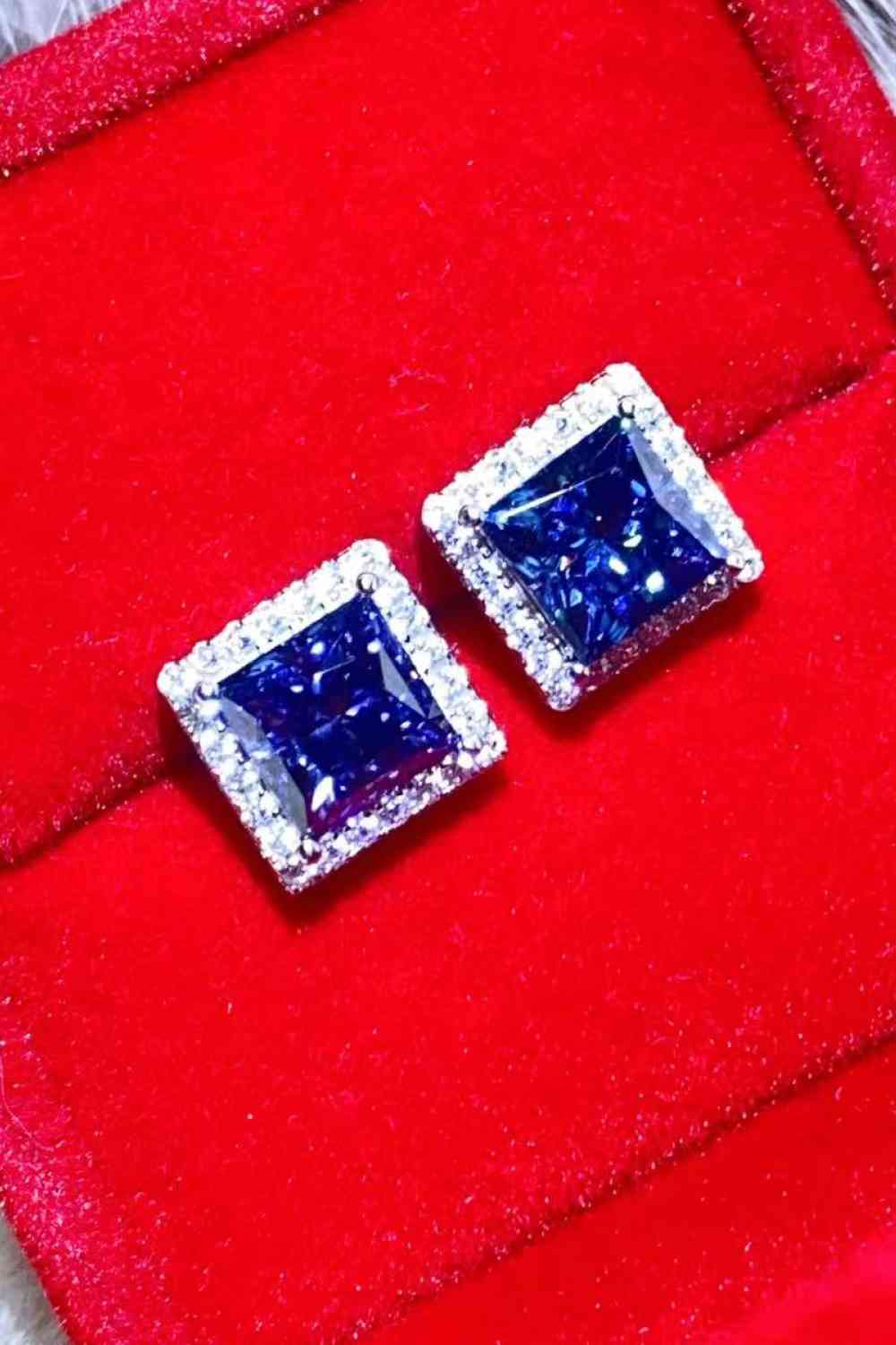 925 Sterling Silver 4 Carat Moissanite Square Earrings - lolaluxeshop