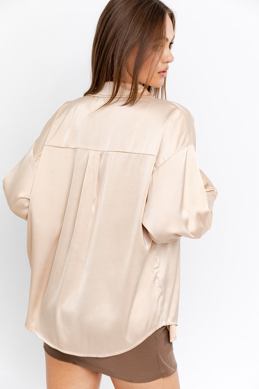 SATIN OVERSIZED SHIRT - LOLA LUXE