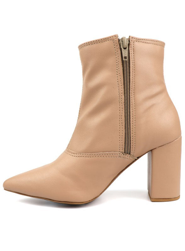 Pointed Toe Bootie with a Block Heel - lolaluxeshop