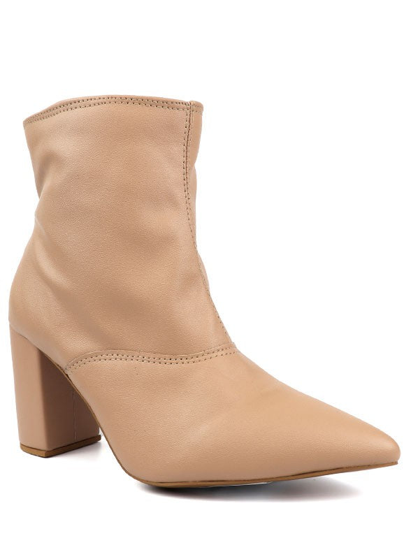 Pointed Toe Bootie with a Block Heel - lolaluxeshop