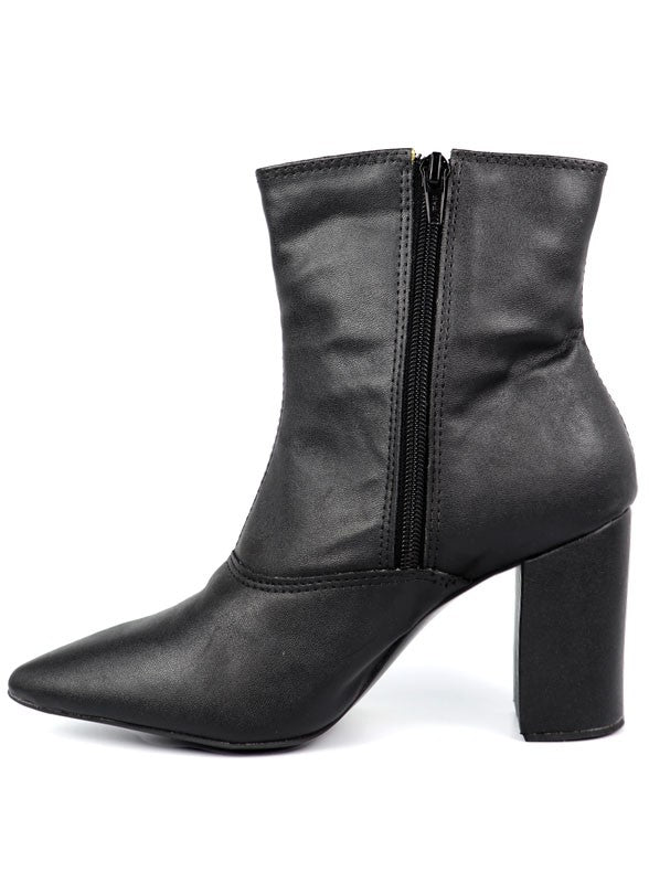 Pointed Toe Bootie with a Block Heel - lolaluxeshop