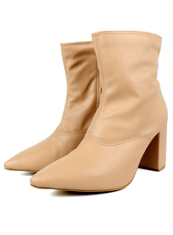 Pointed Toe Bootie with a Block Heel - lolaluxeshop