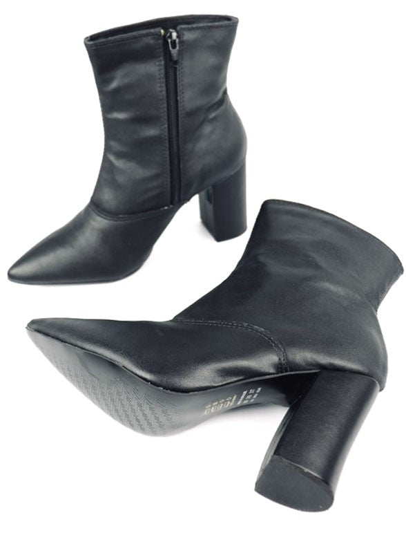 Pointed Toe Bootie with a Block Heel - lolaluxeshop