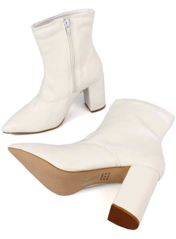 Pointed Toe Bootie with a Block Heel - lolaluxeshop