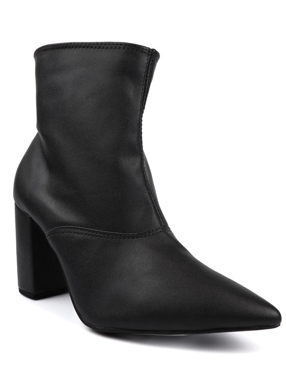 Pointed Toe Bootie with a Block Heel - lolaluxeshop