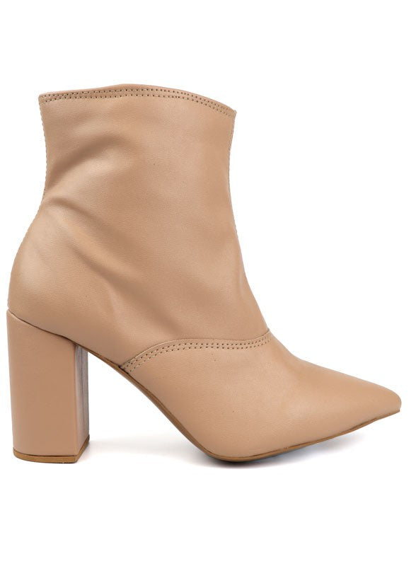 Pointed Toe Bootie with a Block Heel - lolaluxeshop