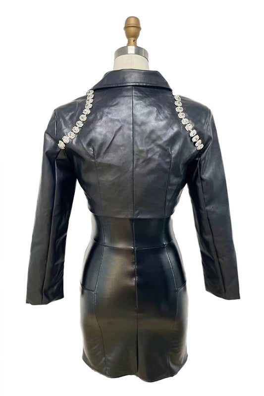 Long Sleeve Faux Leather Set - LOLA LUXE