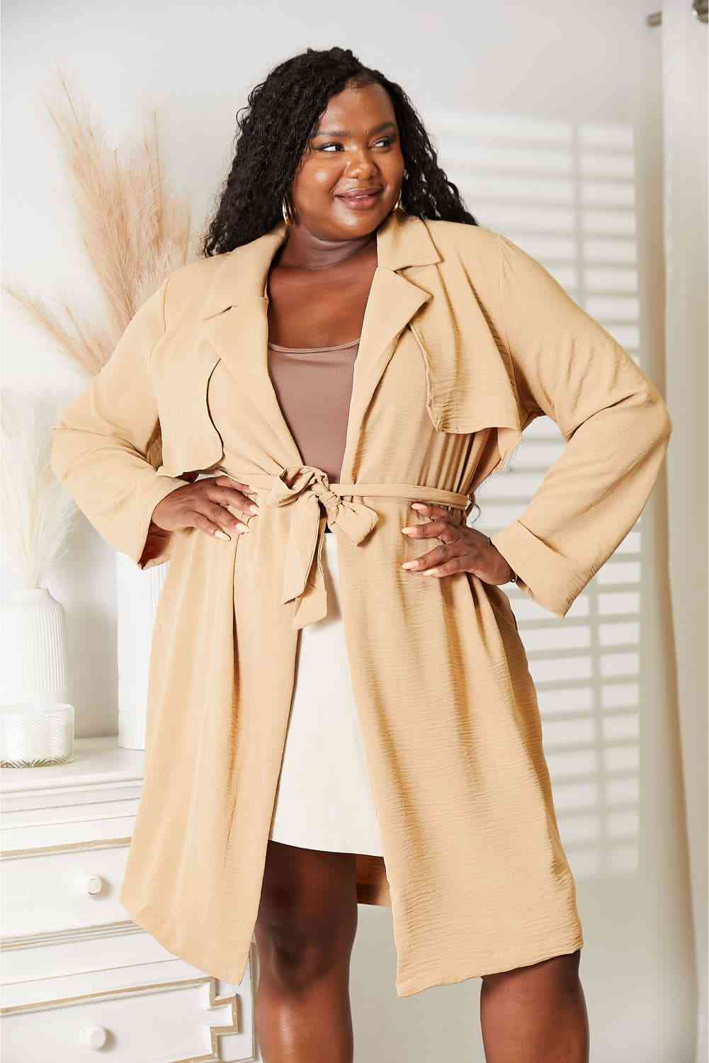 Culture Code Full Size Tied Trench Coat with Pockets - lolaluxeshop