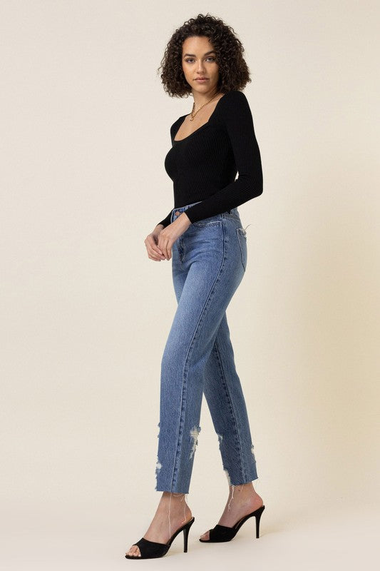 High Waisted Straight Leg Jean - LOLA LUXE