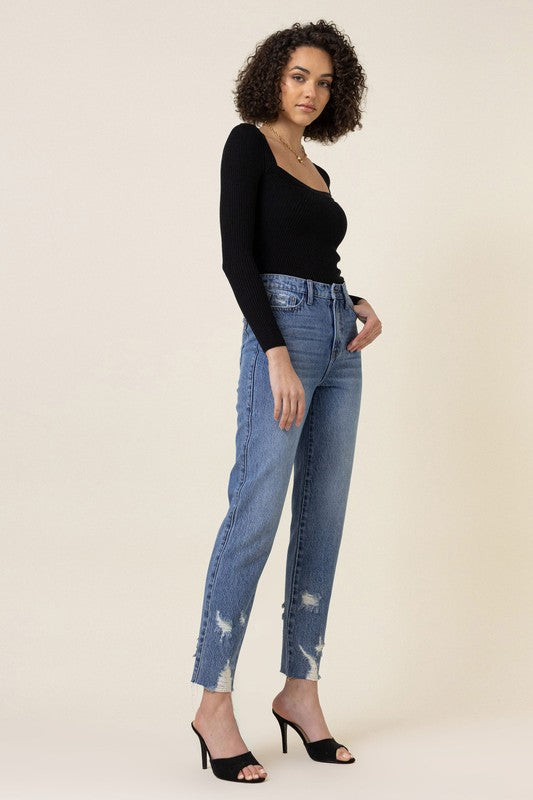 High Waisted Straight Leg Jean - LOLA LUXE