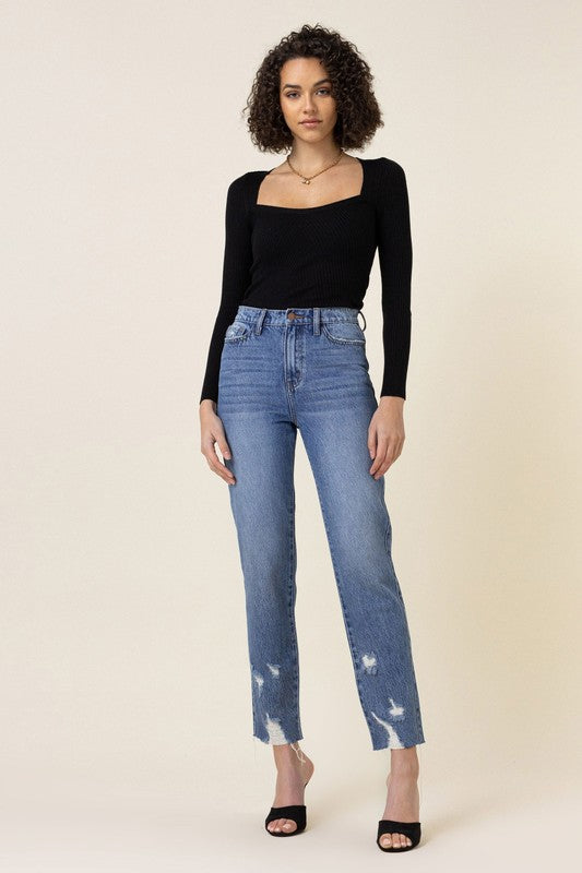 High Waisted Straight Leg Jean - LOLA LUXE