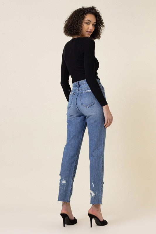 High Waisted Straight Leg Jean - LOLA LUXE