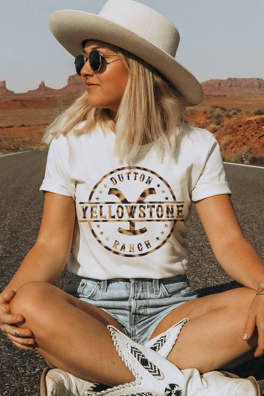 DUTTON RANCH YELLOWSTONE LEOPARD GRAPHIC TEE - LOLA LUXE