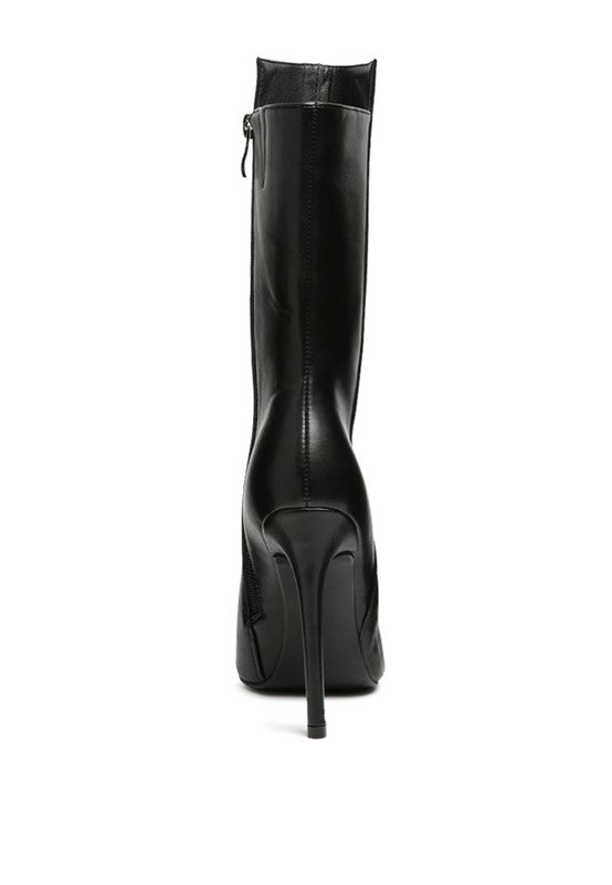 TWITCH Silver Dip Stiletto Boot in Black - lolaluxeshop