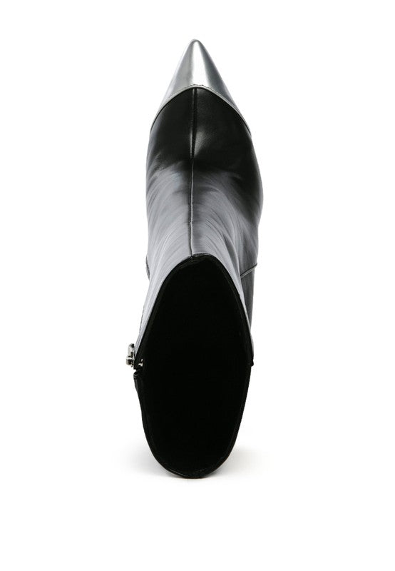 TWITCH Silver Dip Stiletto Boot in Black - lolaluxeshop