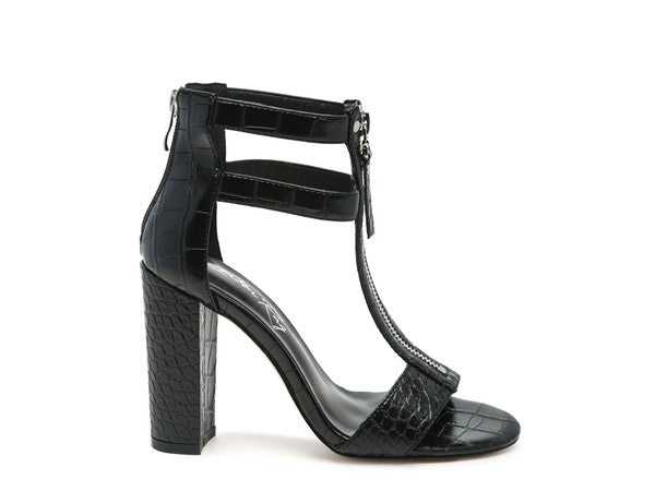 FELICITY Zip Up Croc Textured Sandals - lolaluxeshop