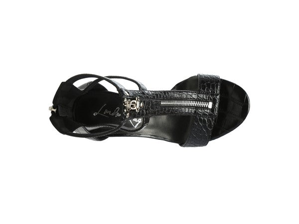 FELICITY Zip Up Croc Textured Sandals - lolaluxeshop