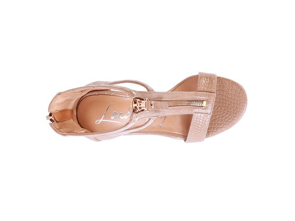 FELICITY Zip Up Croc Textured Sandals - lolaluxeshop