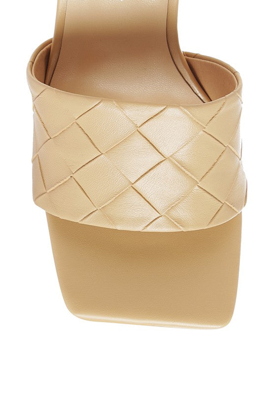 Carmen High Heeled Woven Square Toe Sandal - lolaluxeshop