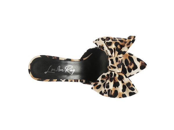 Joelle High Heel Bow Tie Leopard Print Mules - lolaluxeshop