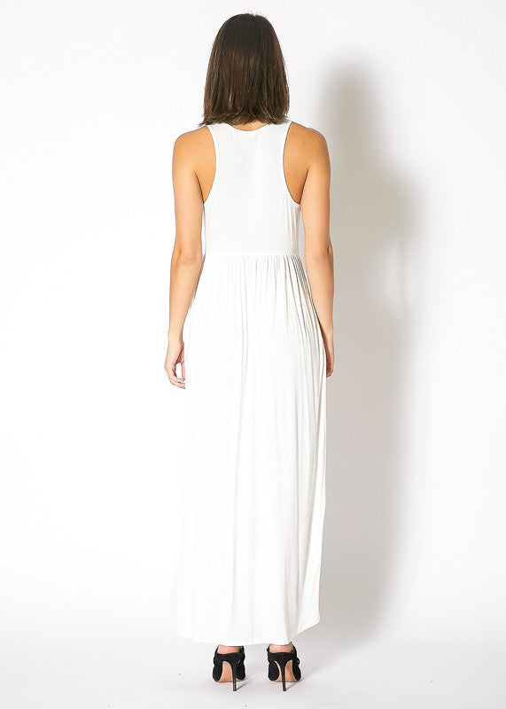 Sleeveless Pleated Maxi Dress - LOLA LUXE