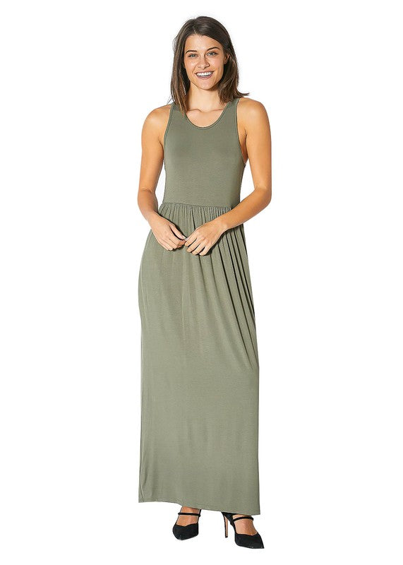 Sleeveless Pleated Maxi Dress - LOLA LUXE