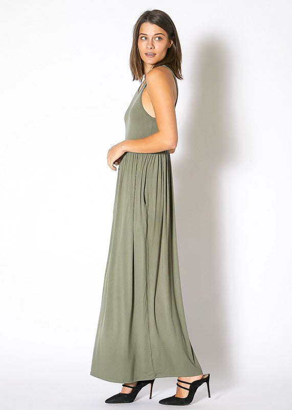 Sleeveless Pleated Maxi Dress - LOLA LUXE