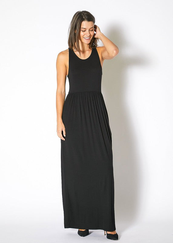 Sleeveless Pleated Maxi Dress - LOLA LUXE