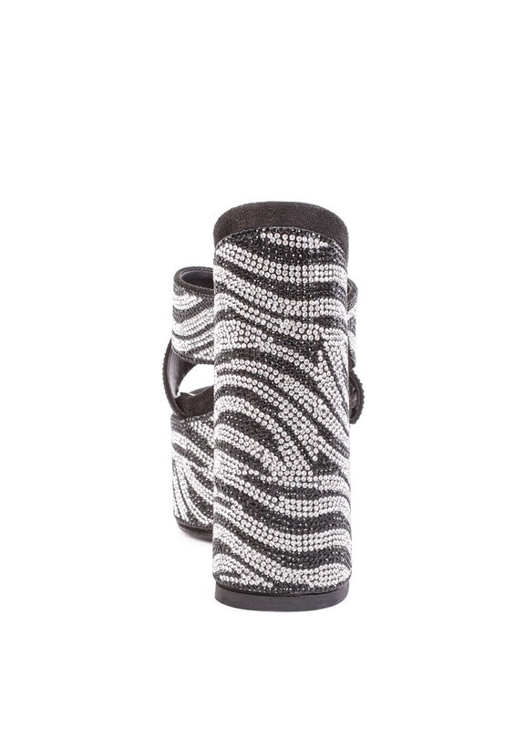 SINFUL HIGH PLATFORM PATTERNED DIAMANTE SLIDES - lolaluxeshop