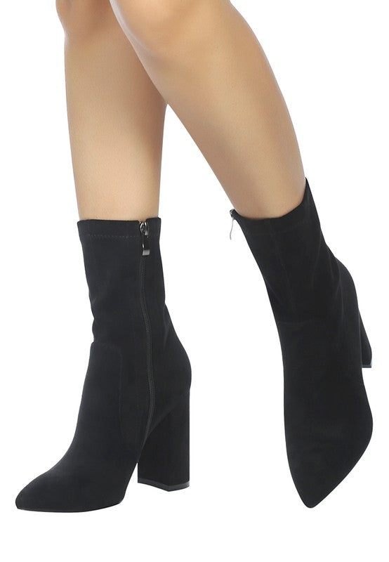 LONDON RAG ZAHARA POINTED BLOCK HEELED BOOT - lolaluxeshop