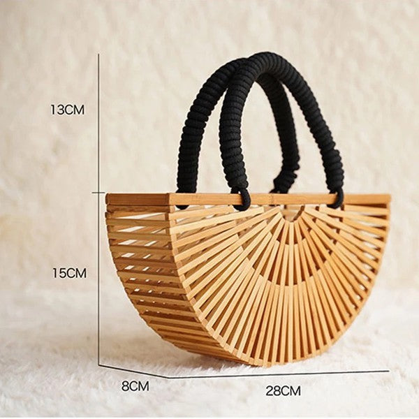 Vintage Bamboo Woven Handbag - LOLA LUXE