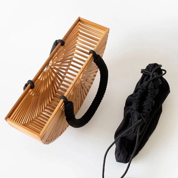 Vintage Bamboo Woven Handbag - LOLA LUXE