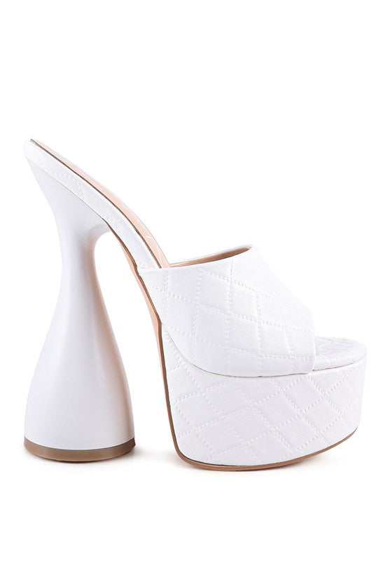 OOMPH QUILTED HIGH HEELED PLATFORM SANDALS - lolaluxeshop