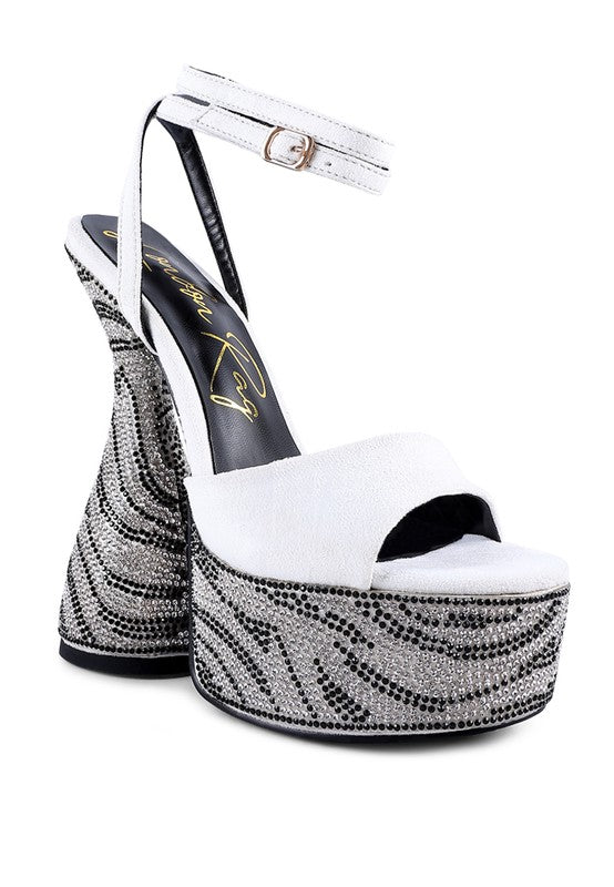 BACKSTAGE ULTRA HIGH PLATFORM DIAMANTE SANDALS - lolaluxeshop