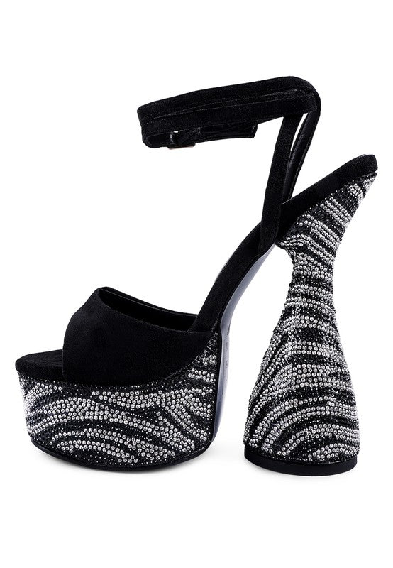 BACKSTAGE ULTRA HIGH PLATFORM DIAMANTE SANDALS - lolaluxeshop