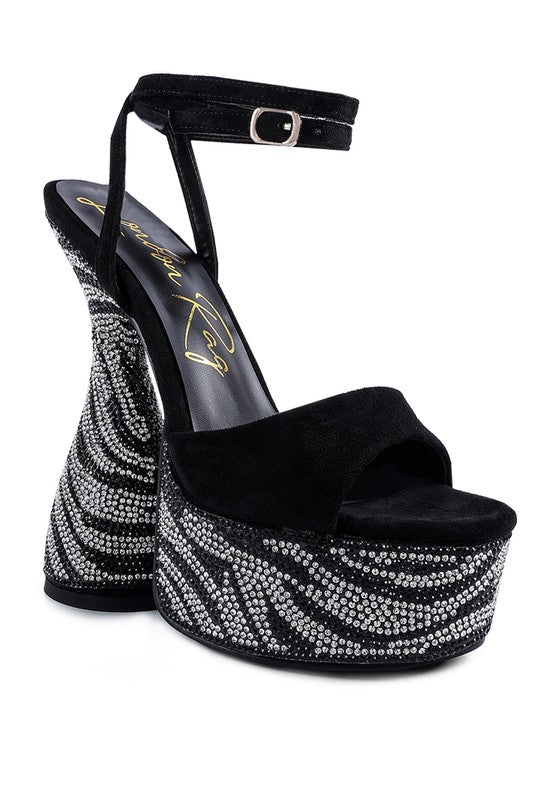 BACKSTAGE ULTRA HIGH PLATFORM DIAMANTE SANDALS - lolaluxeshop