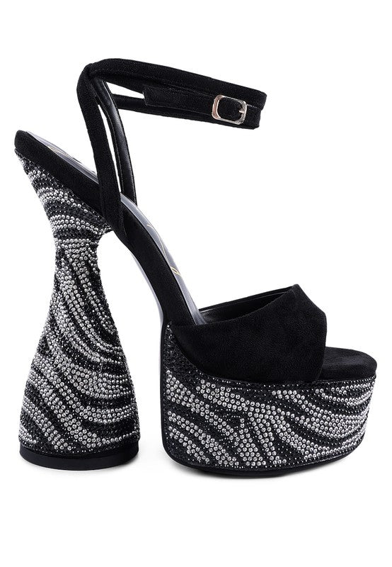 BACKSTAGE ULTRA HIGH PLATFORM DIAMANTE SANDALS - lolaluxeshop