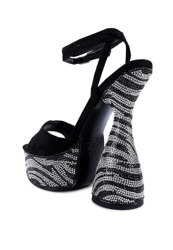 BACKSTAGE ULTRA HIGH PLATFORM DIAMANTE SANDALS - lolaluxeshop