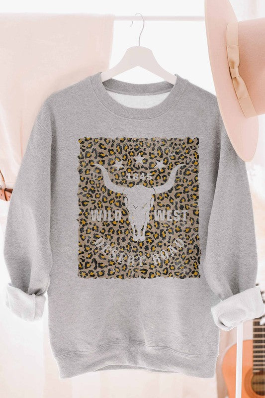 WILD WEST DESERT ROAD LEOPARD GRAPHIC SWEATSHIRT - LOLA LUXE