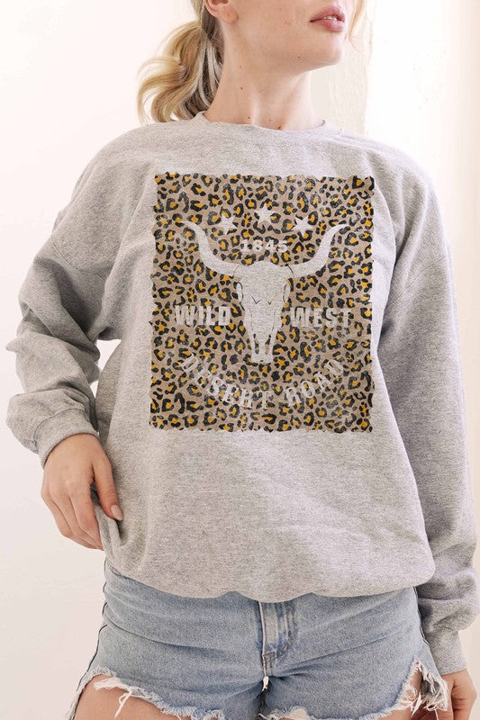 WILD WEST DESERT ROAD LEOPARD GRAPHIC SWEATSHIRT - LOLA LUXE