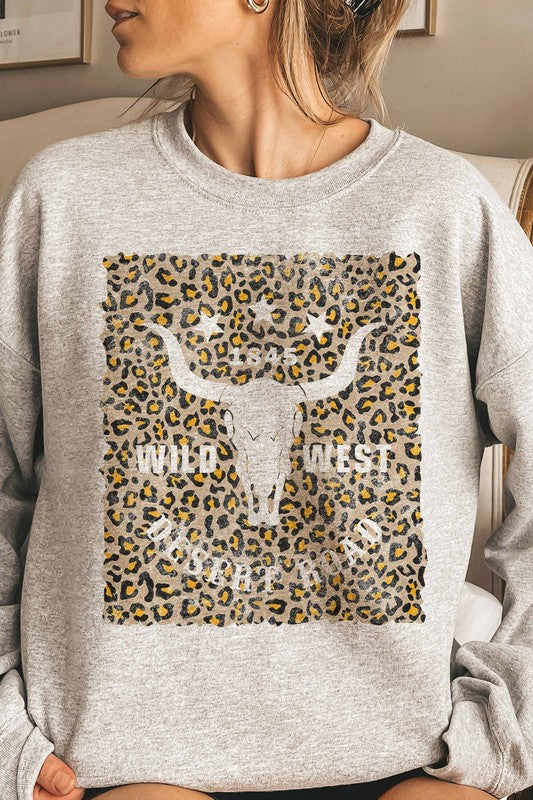 WILD WEST DESERT ROAD LEOPARD GRAPHIC SWEATSHIRT - LOLA LUXE