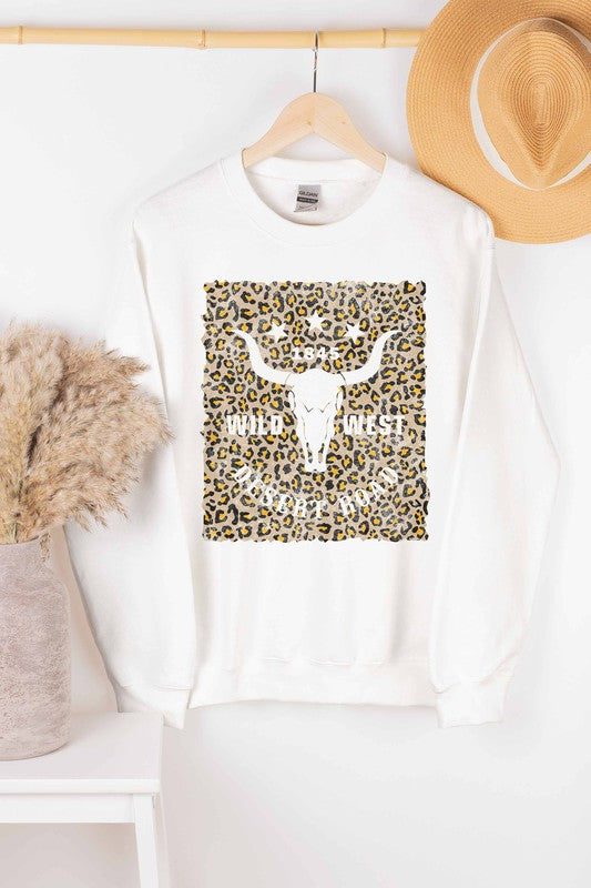 WILD WEST DESERT ROAD LEOPARD GRAPHIC SWEATSHIRT - LOLA LUXE