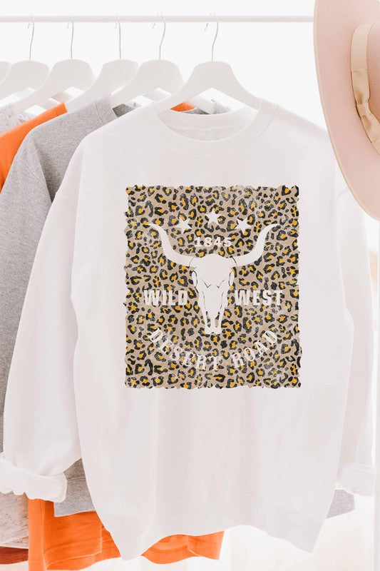 WILD WEST DESERT ROAD LEOPARD GRAPHIC SWEATSHIRT - LOLA LUXE