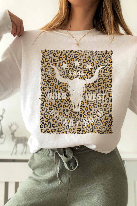 WILD WEST DESERT ROAD LEOPARD GRAPHIC SWEATSHIRT - LOLA LUXE