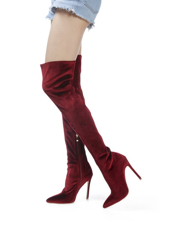 MADMAN STRETCH HIGH HEEL VELVET BOOT - lolaluxeshop