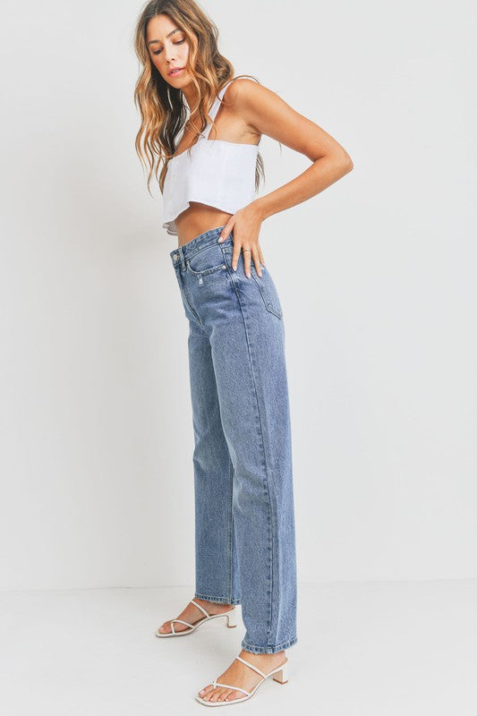 HIGH WAISTED SKATER JEANS - lolaluxeshop